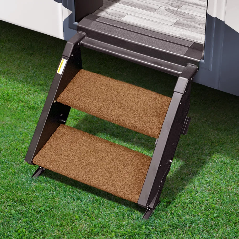 2-0237 – PRESTO FIT Entry Step Rug, Fits MORryde StepAbove 2 Step 19-1/2 Inch Width Buckskin Brown 2 Piece